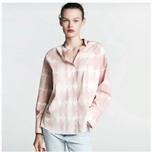 NWT👚 Zara Pink Tie Dye Raw Hem Cotton Shirt SZ-S